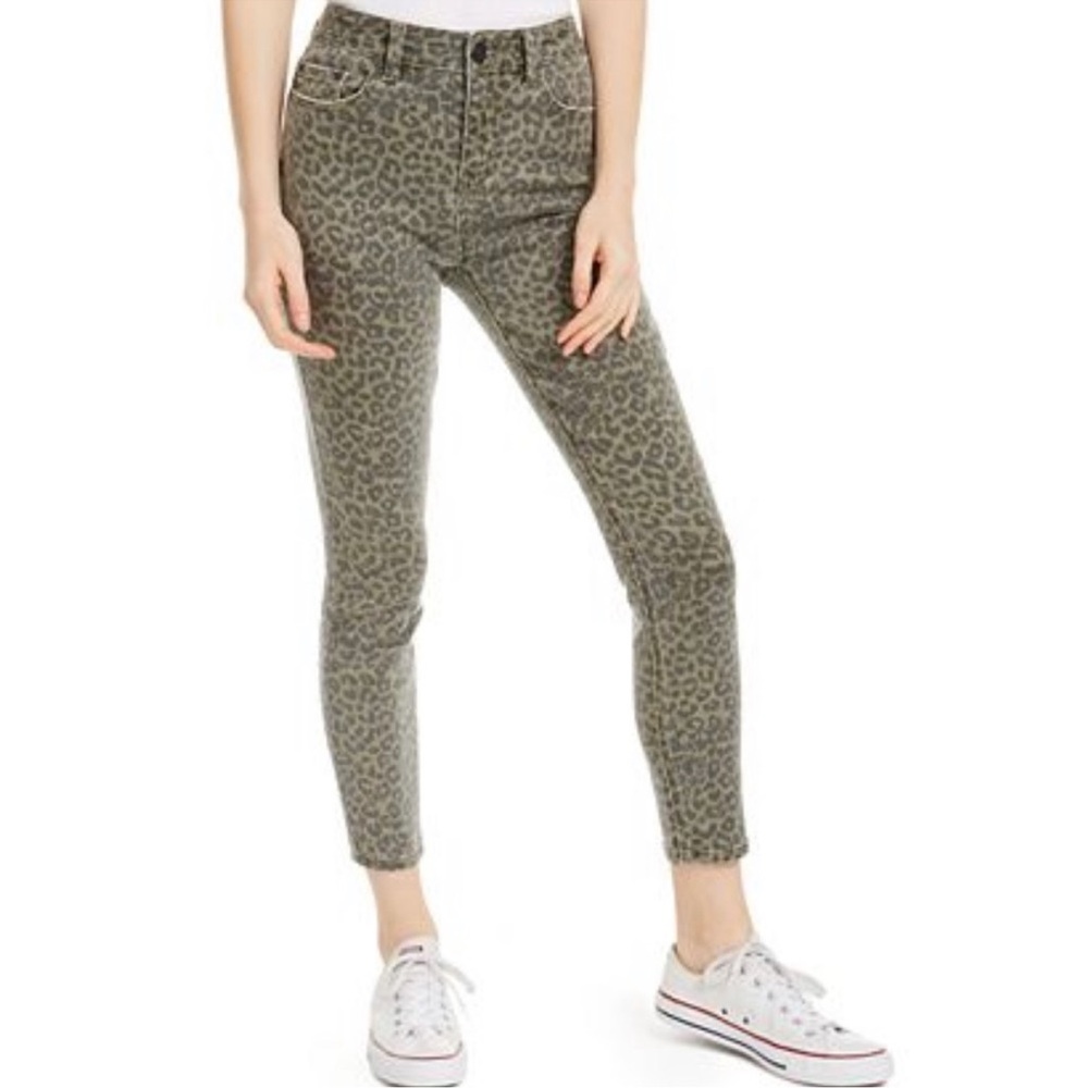 MOTHER Leopard Print Jeans - Olive and Black